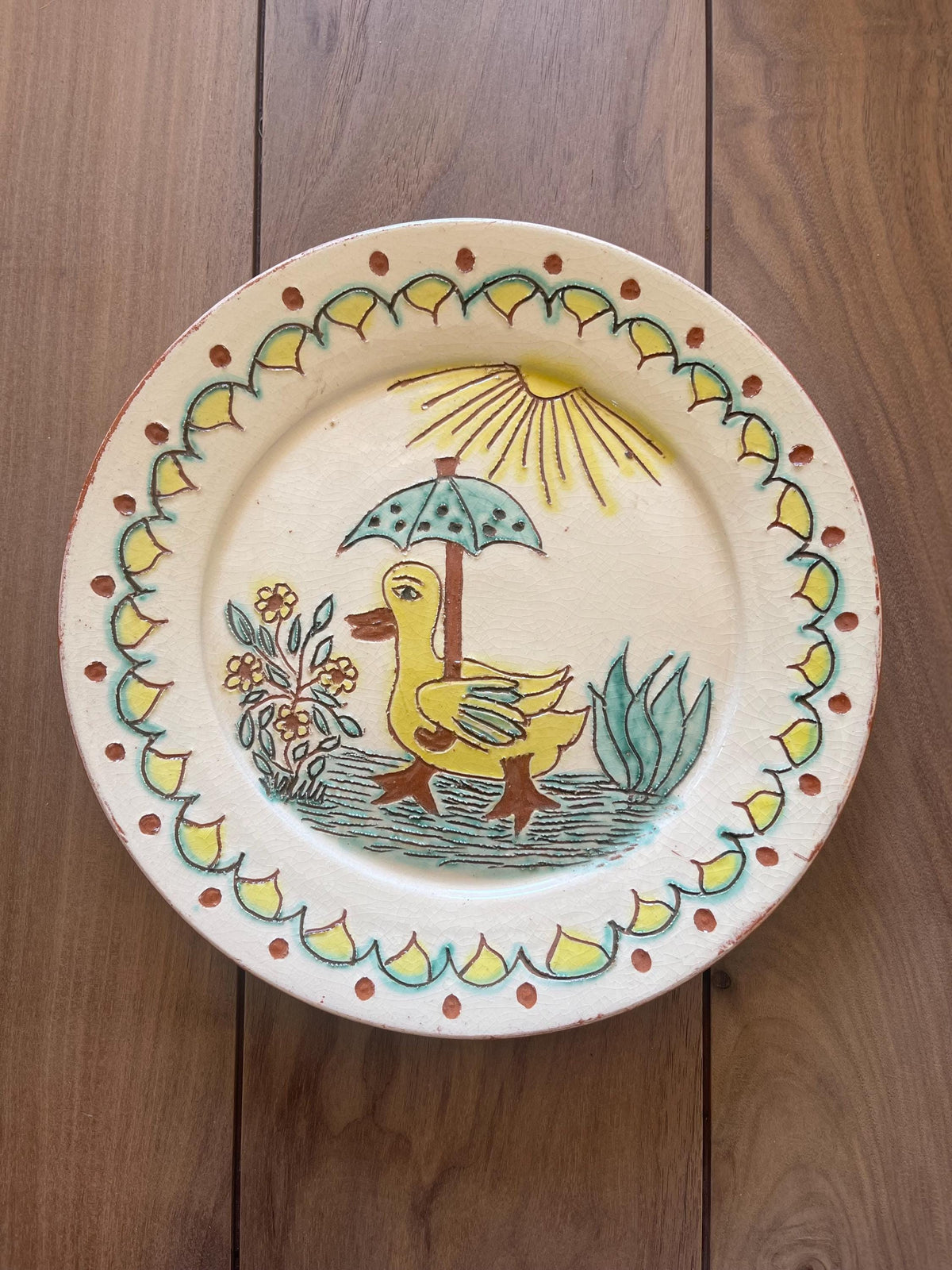 Vintage Hand-Painted Ceramic Plate