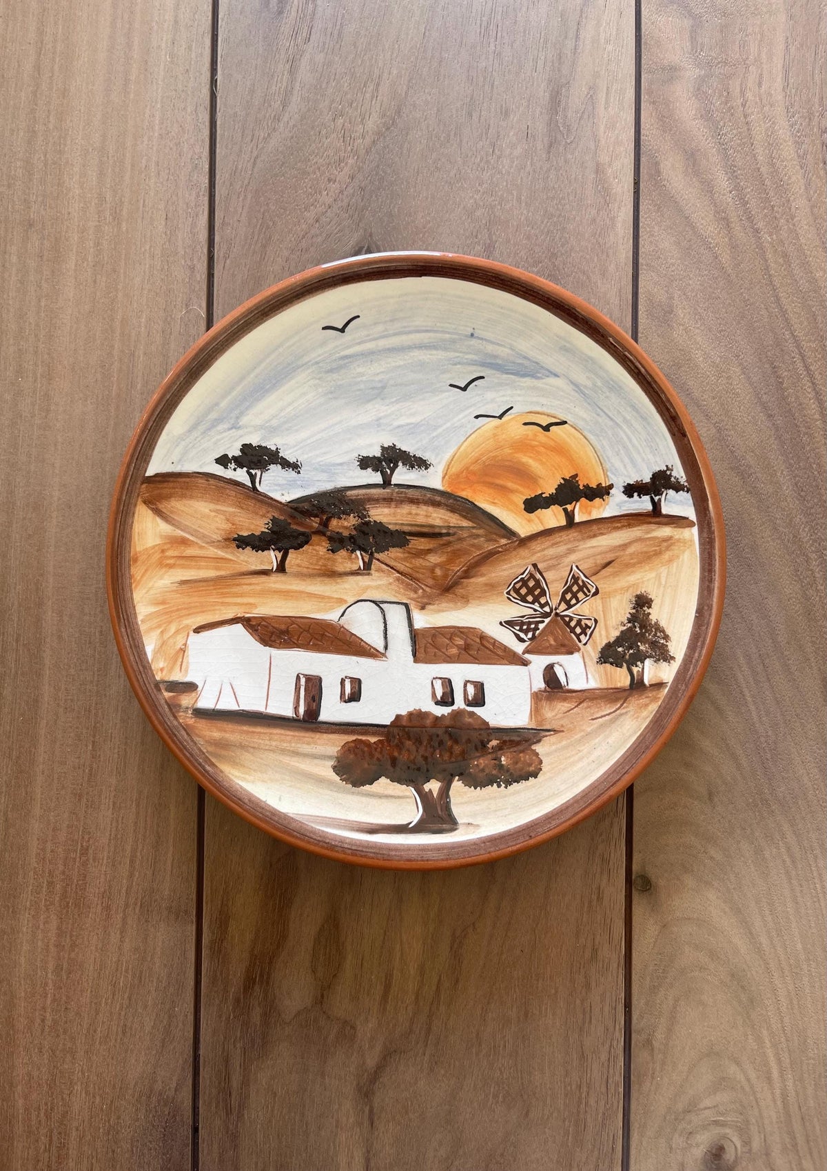 Hand-Painted Portuguese Windmill Plate
