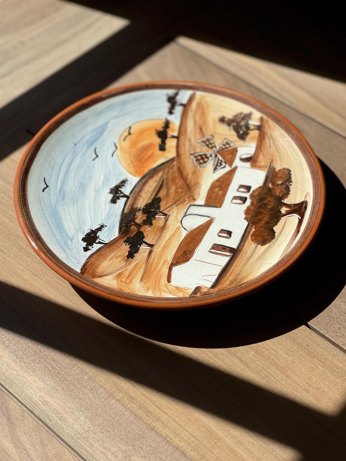 Hand-Painted Portuguese Windmill Plate