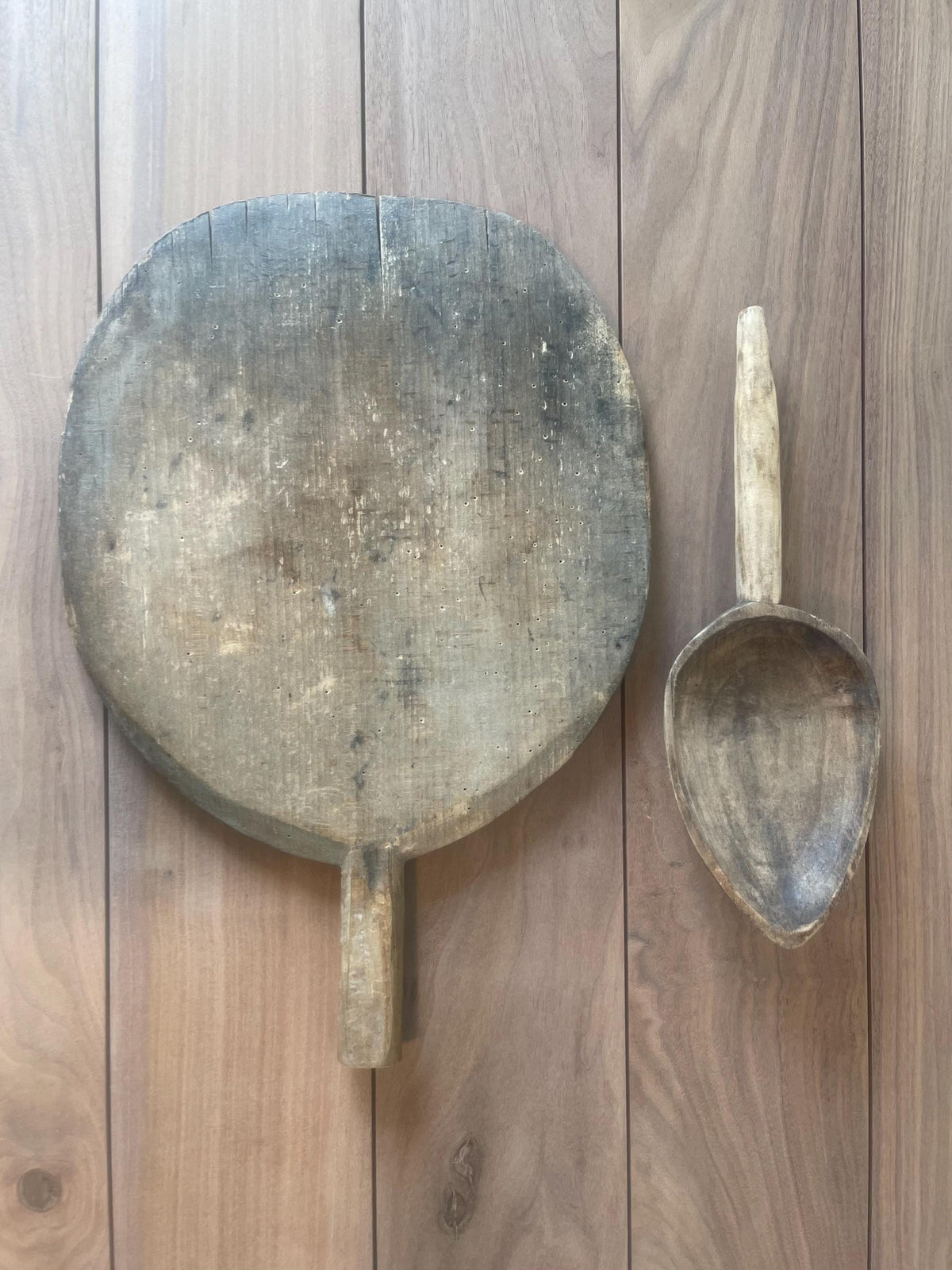 Antique Hand-Carved Wooden Paddle Board