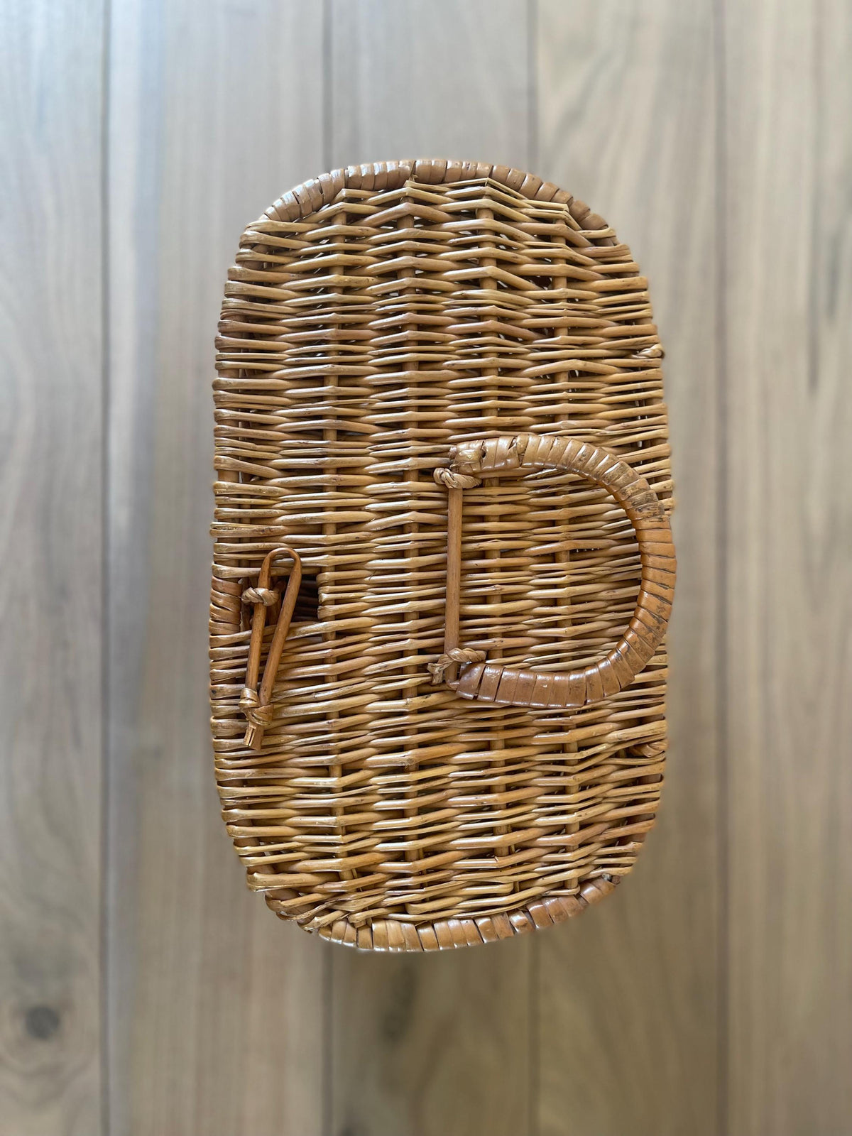 Vintage Portuguese Wicker Picnic Basket with Lid