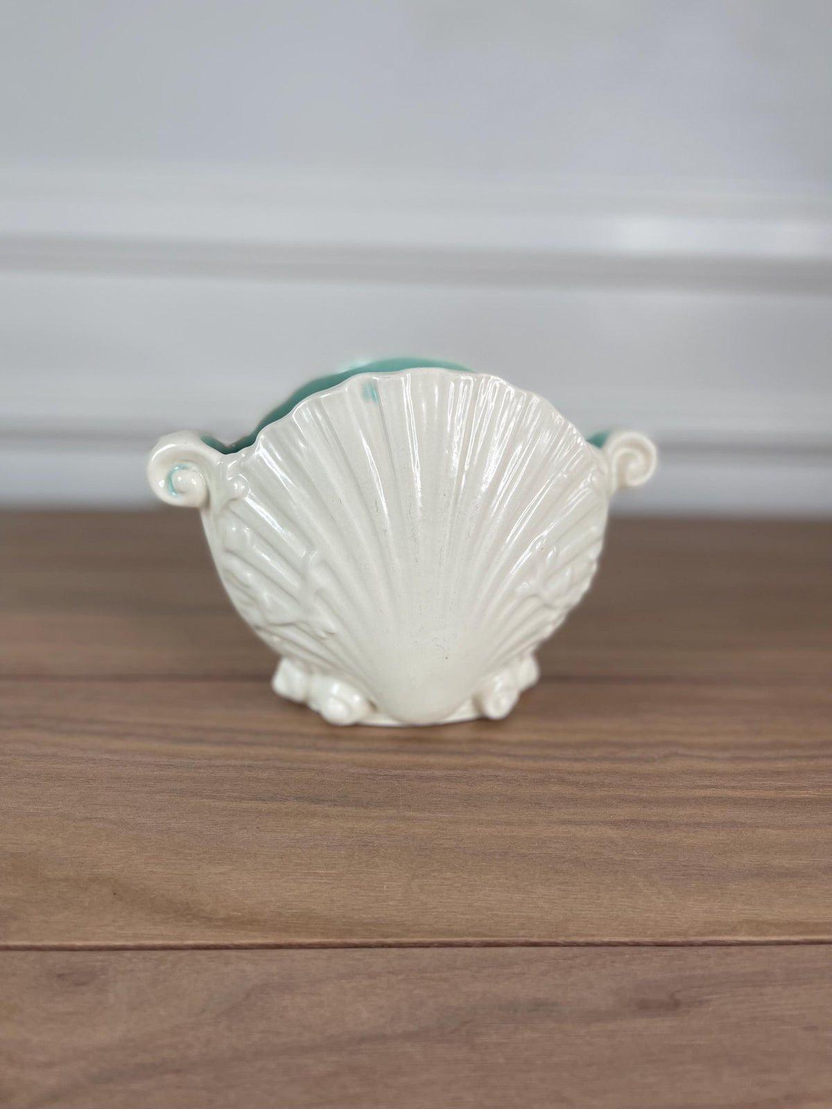 Vintage Scallop Shell Ceramic Planter Vase