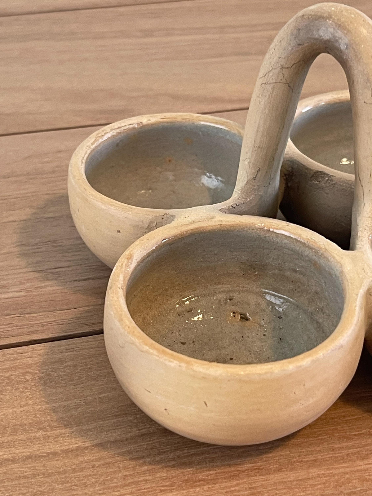 Handmade Ceramic Spice Server / 4 Bowl Condiment Dish with Handle