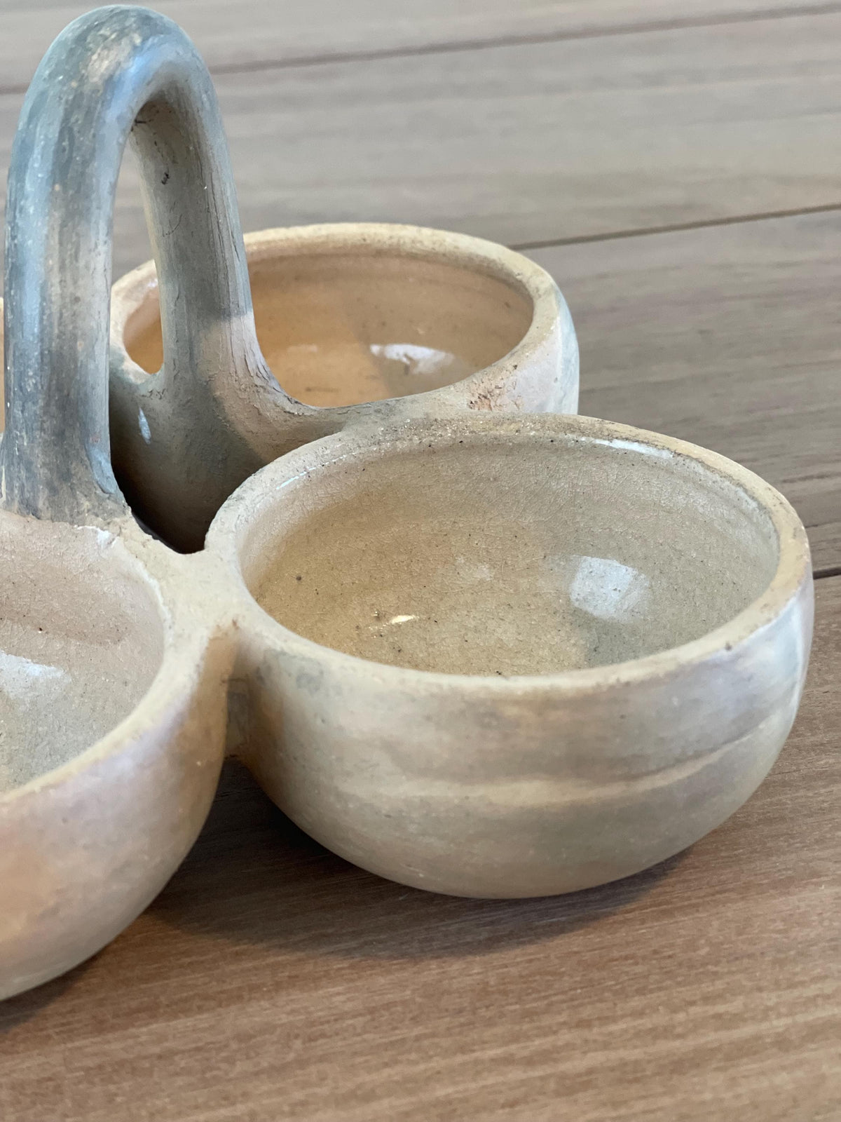 Handmade Ceramic Spice Server / 4 Bowl Condiment Dish with Handle