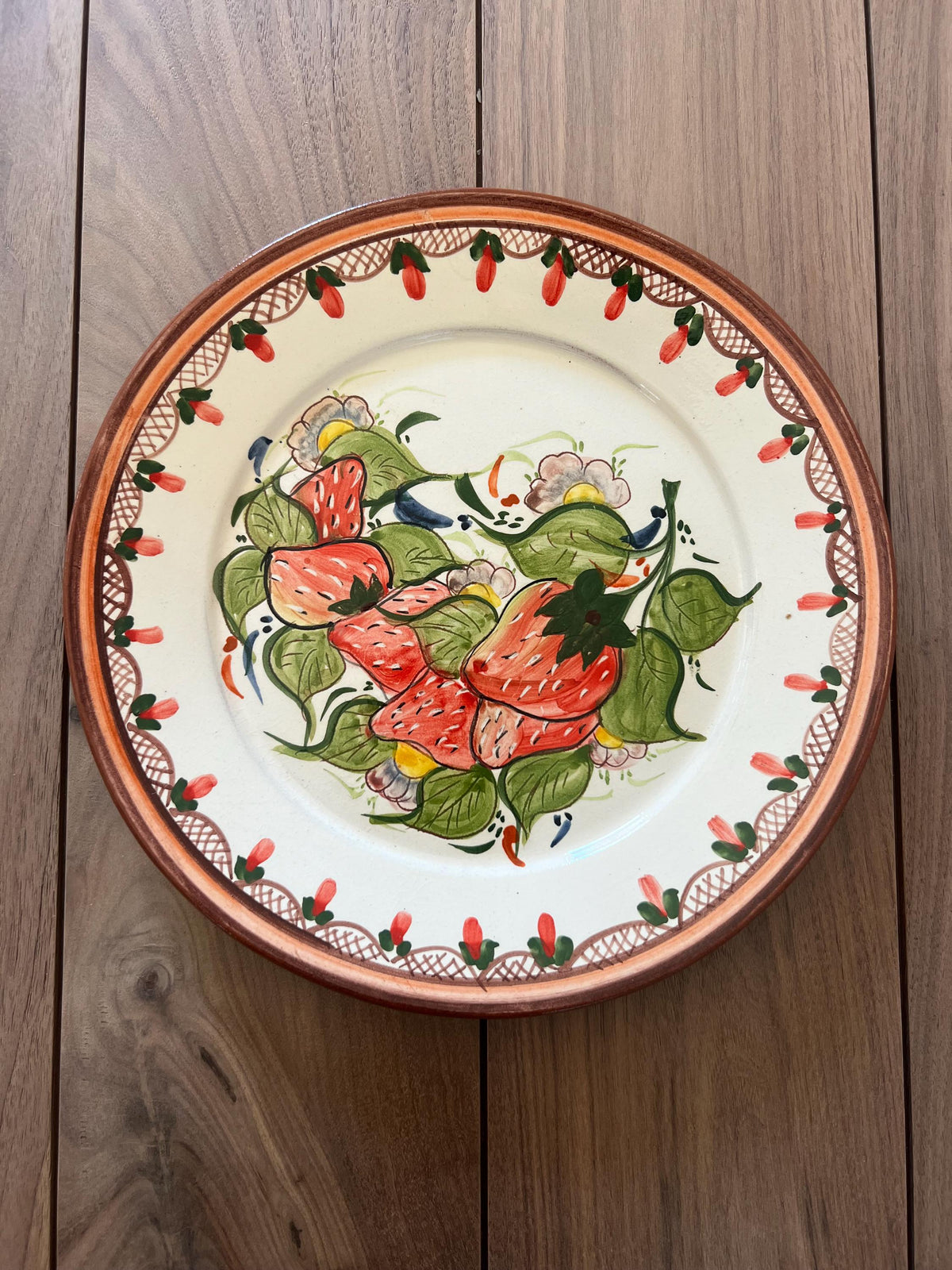 Hand Painted Strawberry Ceramic Plate