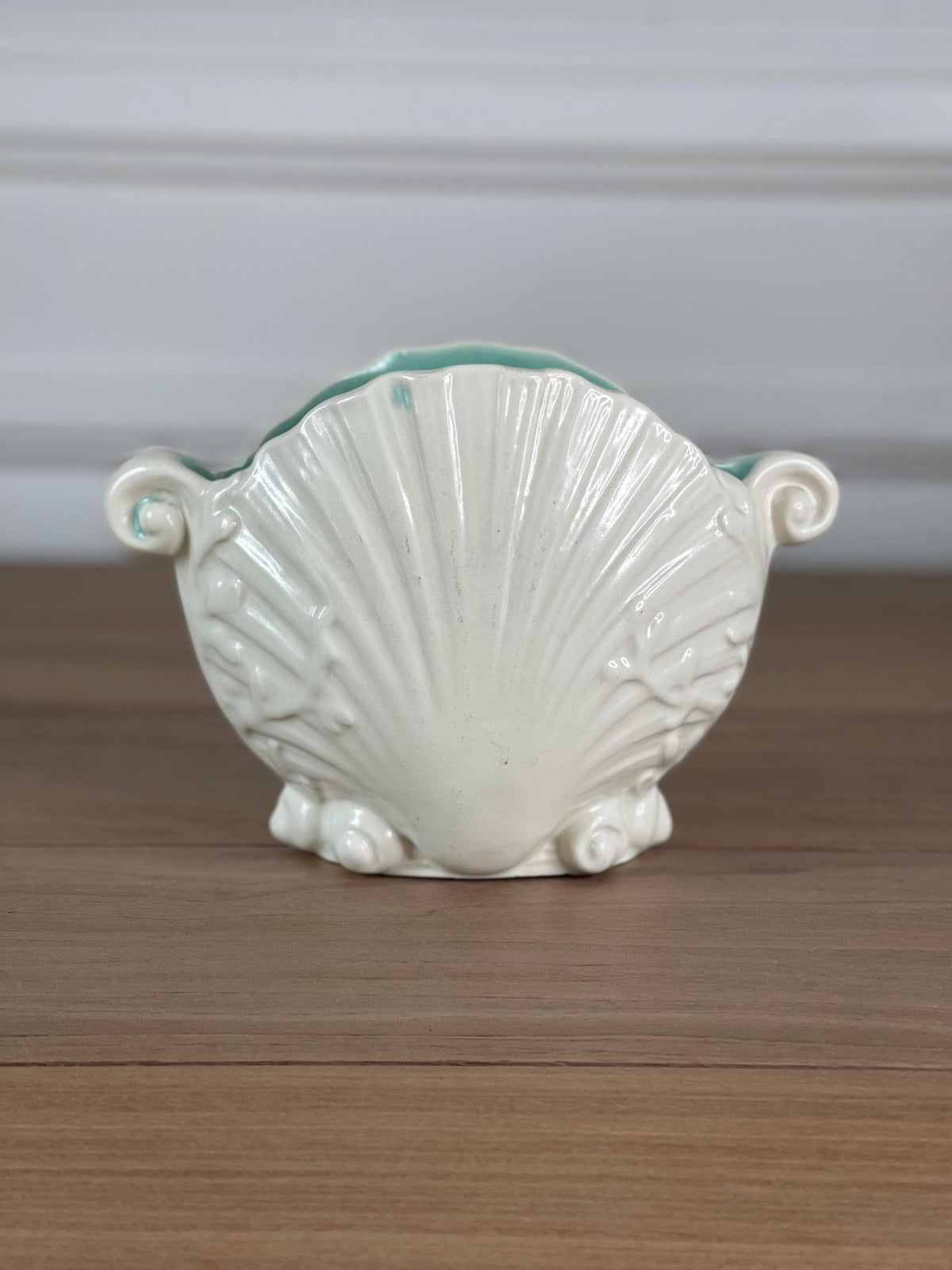 Vintage Scallop Shell Ceramic Planter Vase