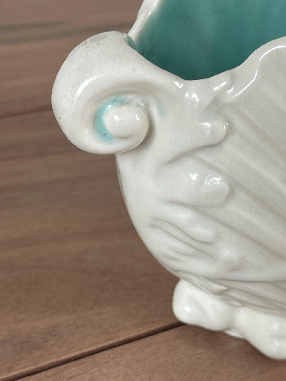 Vintage Scallop Shell Ceramic Planter Vase