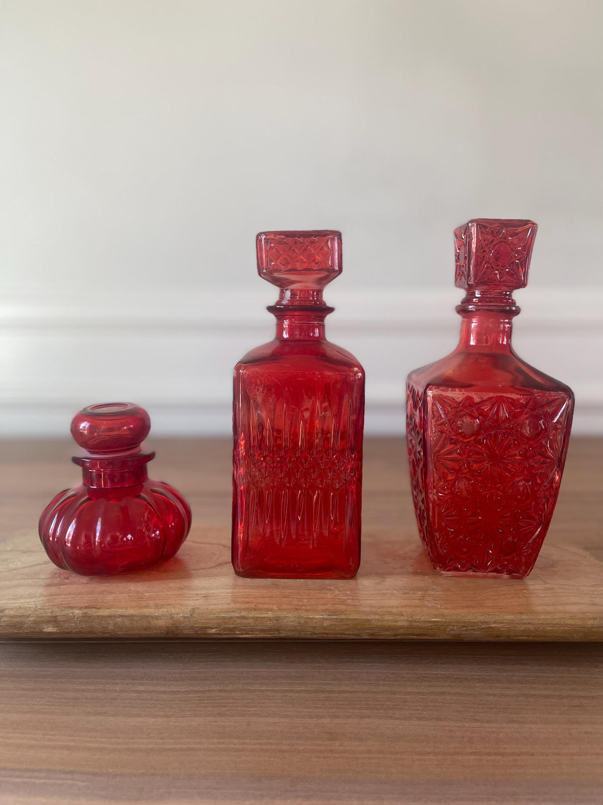 Vintage Ruby Glass Decanters