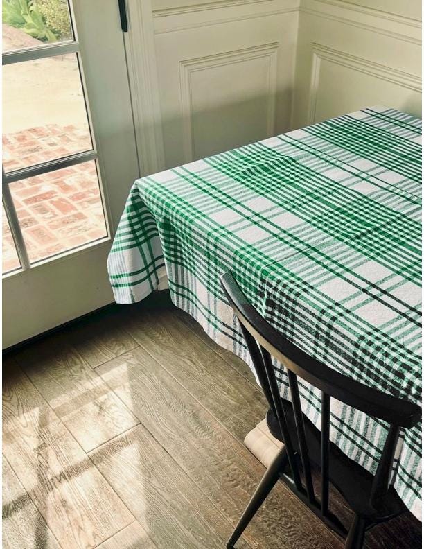 Green Check Tablecloth