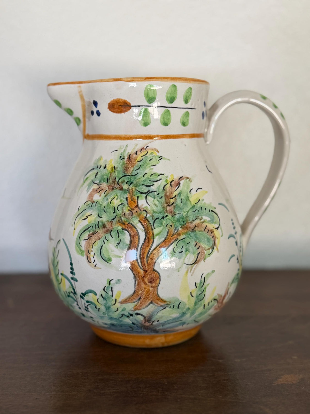 Hand-Painted Spanish Ceramic Pitcher