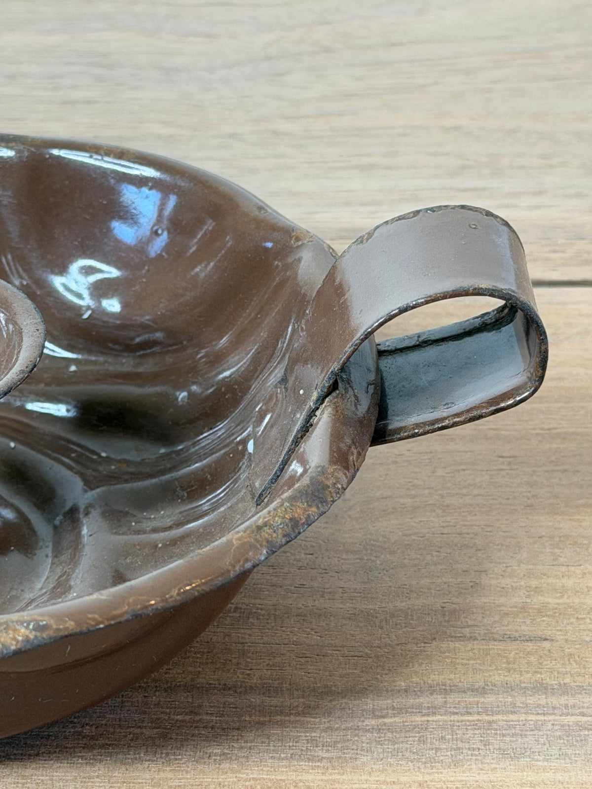Vintage Brown Enamel Chamberstick