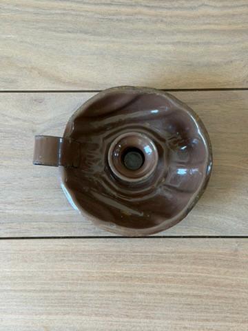 Vintage Brown Enamel Chamberstick