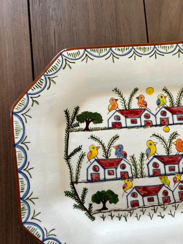 Hand-Painted Portuguese Ceramic Serving Tray