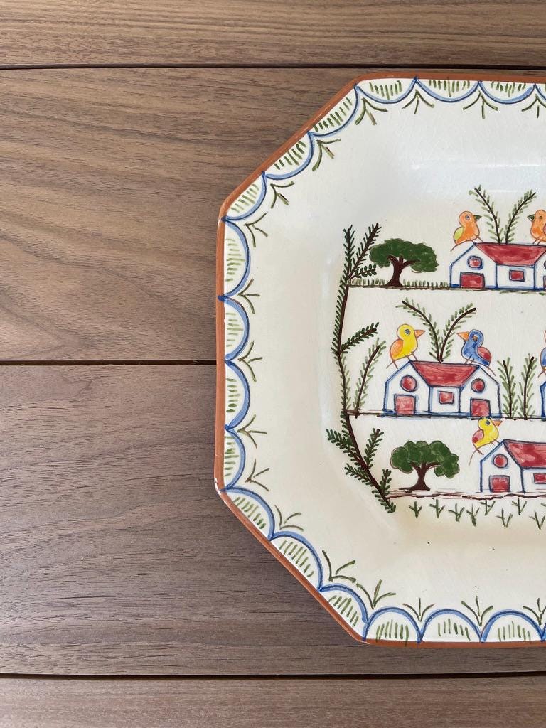 Hand-Painted Portuguese Ceramic Serving Tray
