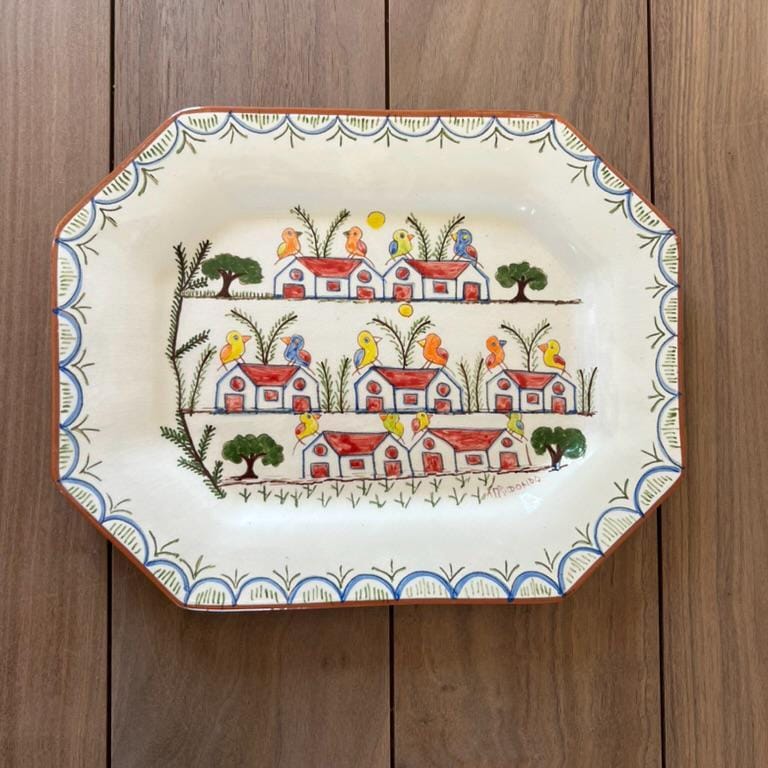 Hand-Painted Portuguese Ceramic Serving Tray