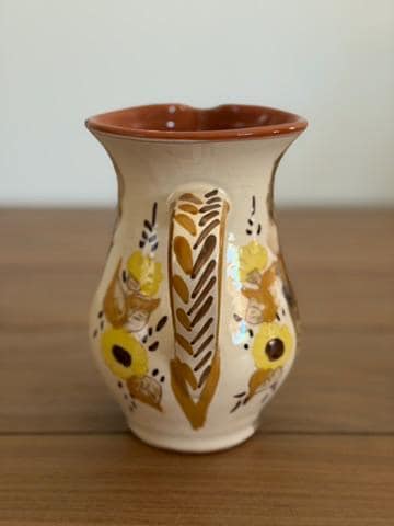 Hand-Painted Portuguese Ceramic Pitcher Vase