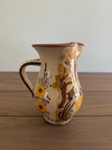 Hand-Painted Portuguese Ceramic Pitcher Vase