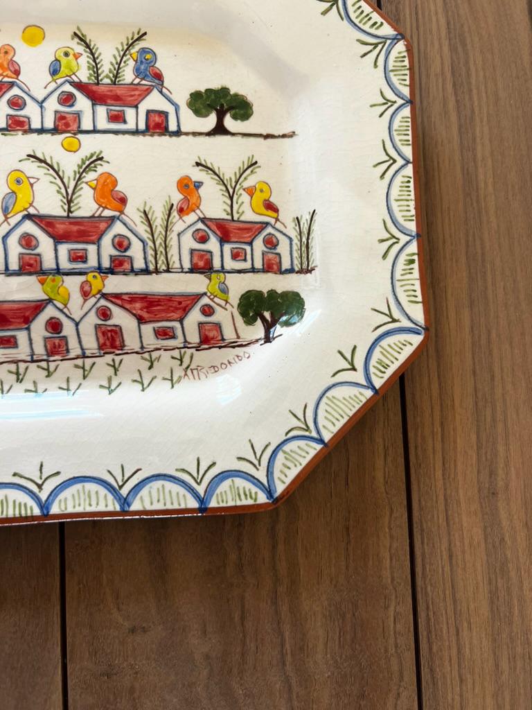 Hand-Painted Portuguese Ceramic Serving Tray