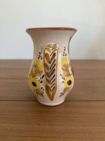Hand-Painted Portuguese Ceramic Pitcher Vase
