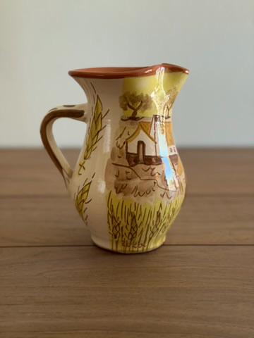 Hand-Painted Portuguese Ceramic Pitcher Vase